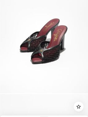 CHANEL COCO BEACH 2026 collection size 37 NWT Open-Toe Mesh Mule Heels